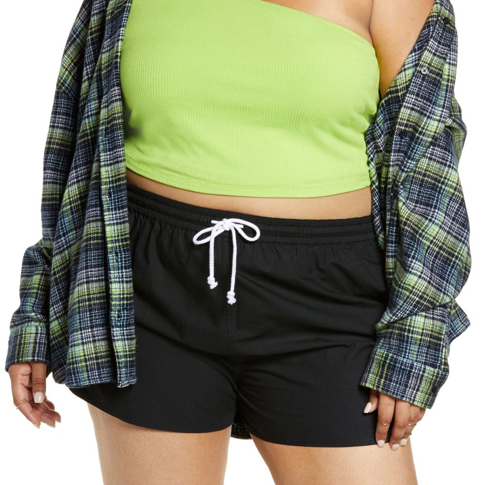 Plus Size Women's Bp. One-Shoulder Rib Tank Top, Size 1X - Green 3801